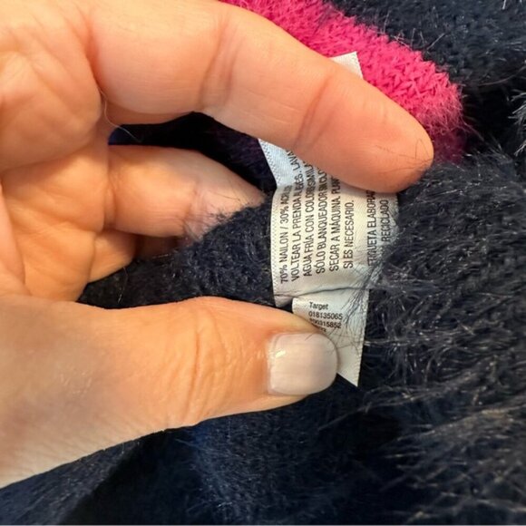 A New Day | Red Black Blue Stripe Eyelash Sweater Size Medium - Picture 6 of 8